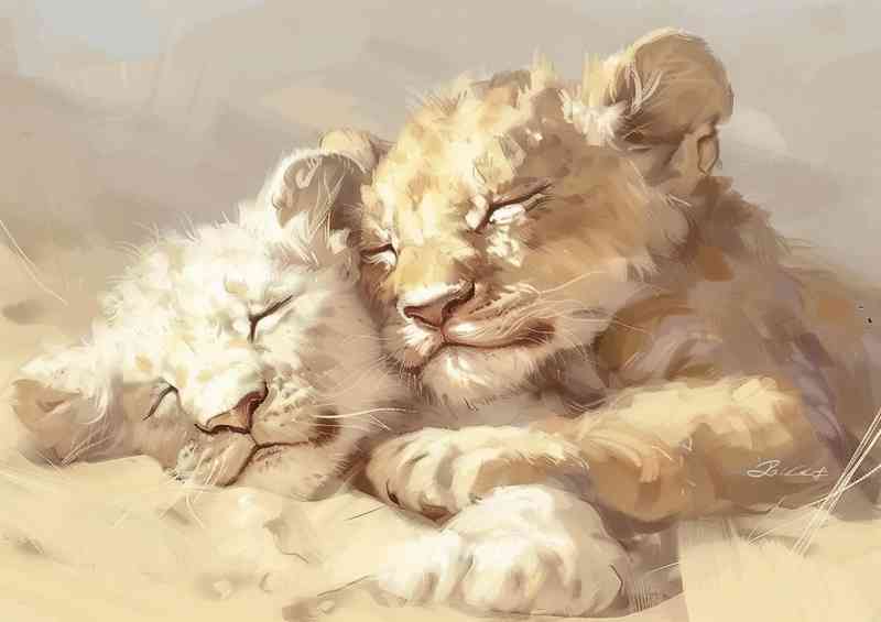 Lion cubs Sleeping during the day