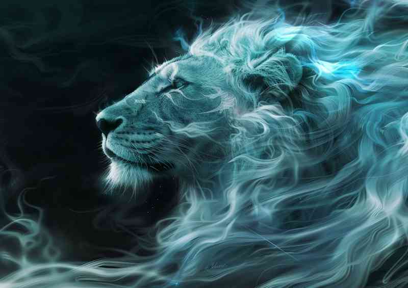 Lion in the style of cosmic symbolism air