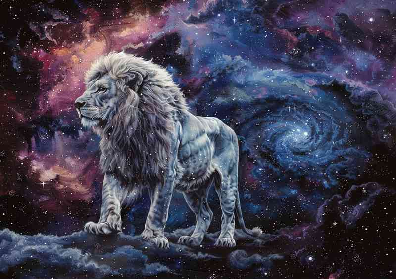Majestic Lion standing in space