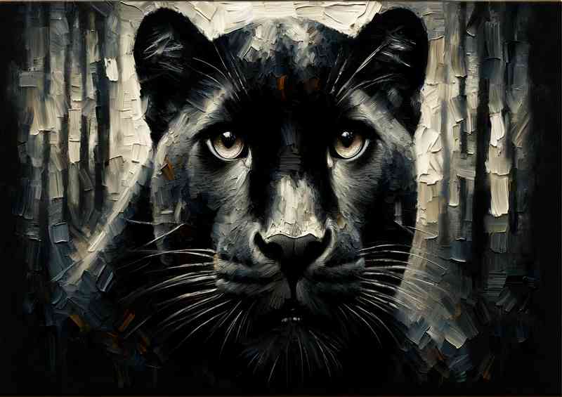 Majestic panther using a heavy palette knife technique
