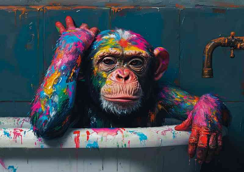 Monkey just finished painting the bathroom