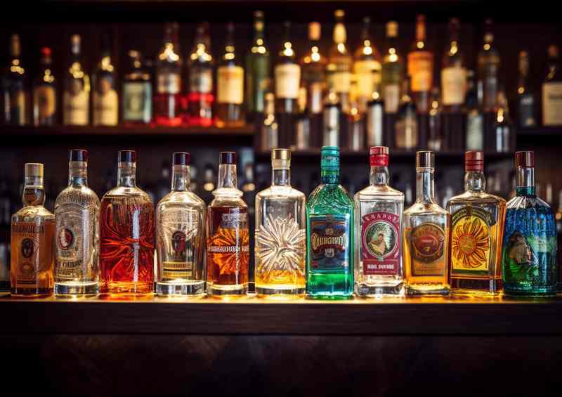 Dark Delights Showcasing Liquor Bottles