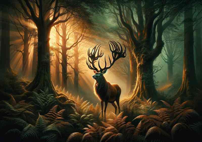 Noble Stag its antlers forming intricate spirals