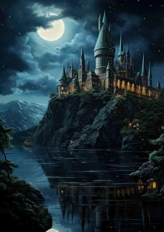 The Castle surrounded by water hogwarts srtle cartoon