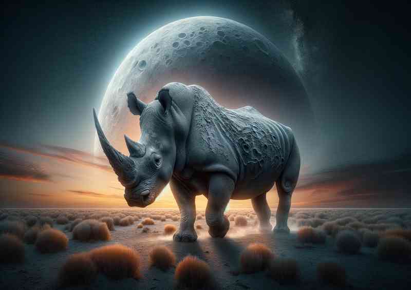 Powerful Rhinoceros its skin textured with shades of gray