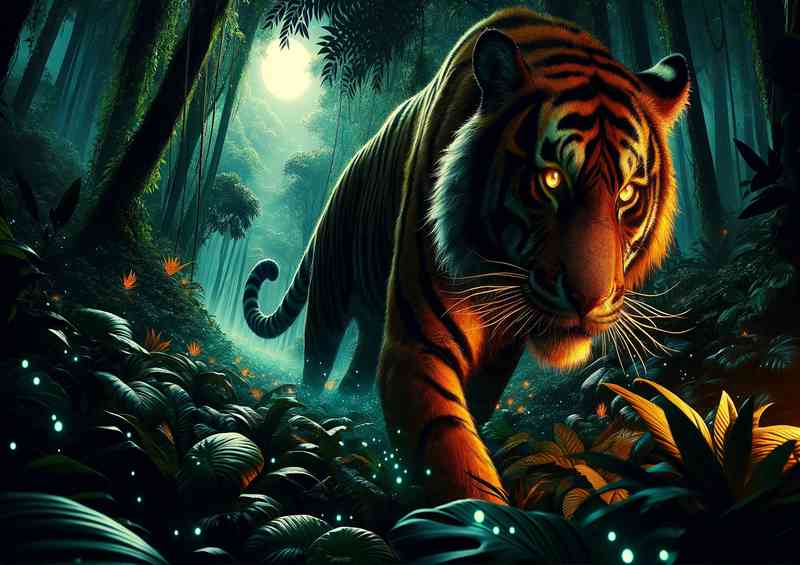 Powerful Tiger stripes glowing like molten lava