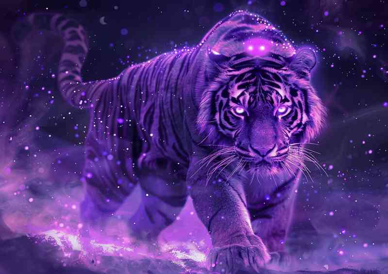 Purple tiger with purple stars