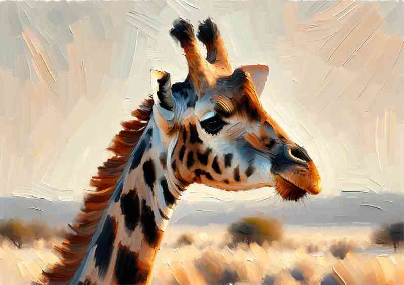 Regal giraffe using a heavy palette knife technique