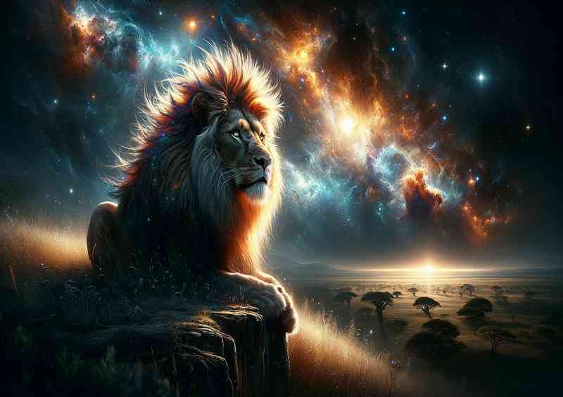Resplendent Lion its mane a cascade of solar flares