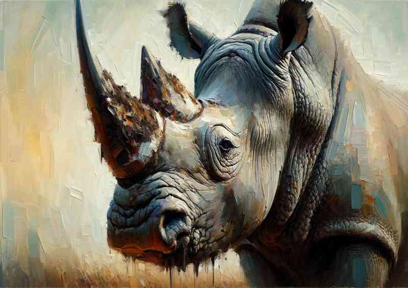 Rhinoceros using a heavy palette knife technique