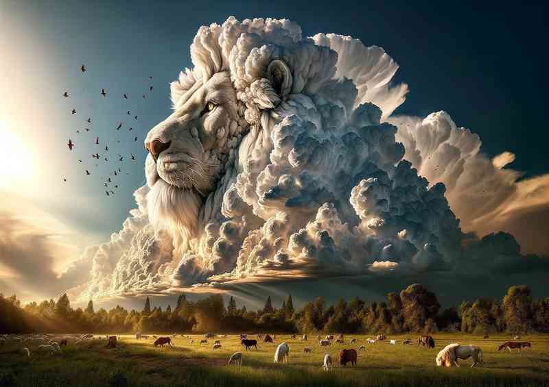 Shape of a majestic lion in the sky