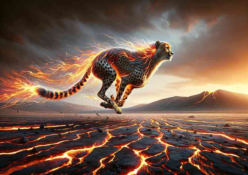 Sleek Cheetah its coat a flowing gold and fiery orange