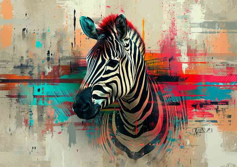 Splashed art painted Zebra