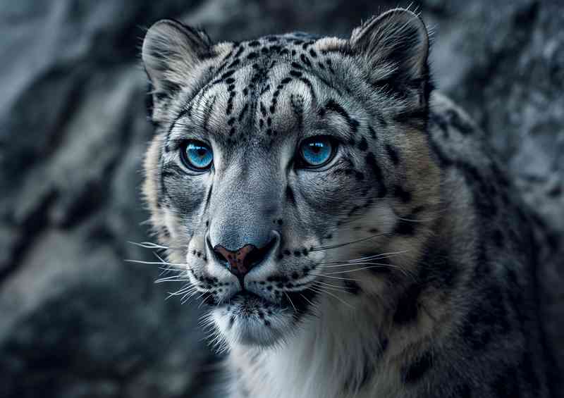 Ssnow leopards eyes look blue in this photo