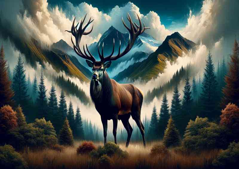 Stag its antlers a fusion of earth and sky elements