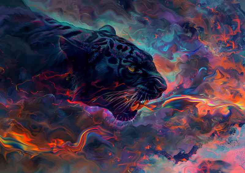 The Black Panther with flames
