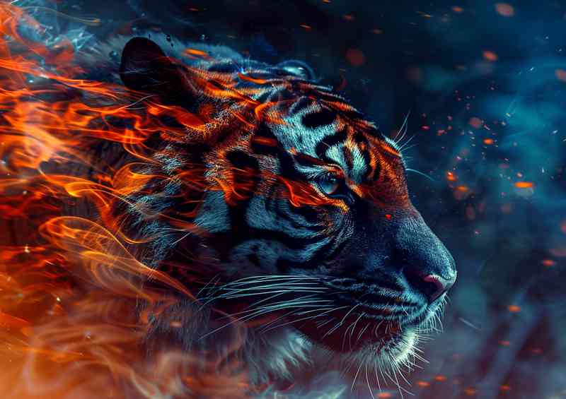 The Black Tiger with flames