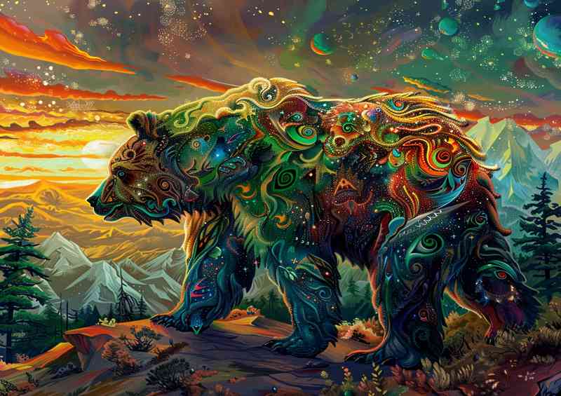 The Painted Brown Bear with many colours