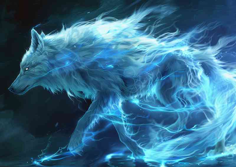 The White Wolf in electric blue