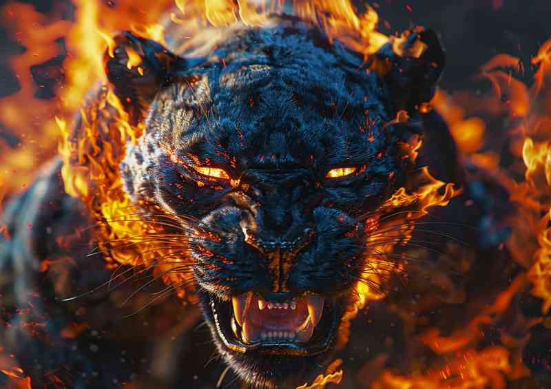 The black Panther is in flames