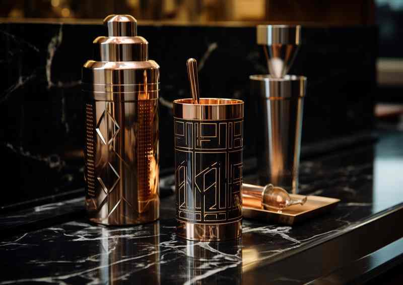 Stylish Sips Black Scotch Cocktail Shaker Art
