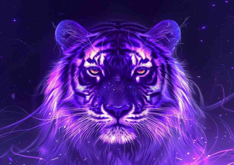 Tiger head In a magic purple