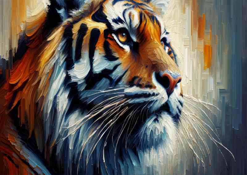 Tiger s face using a heavy palette knife technique