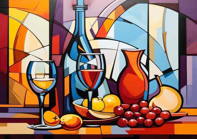 Vino Visions Abstract Artistry of Wine And Glass