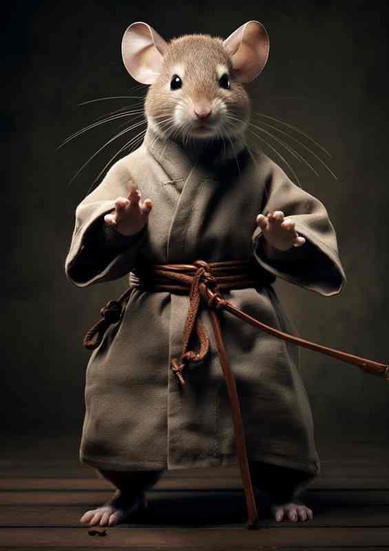 A Mouse dressed in a kung fu outfit