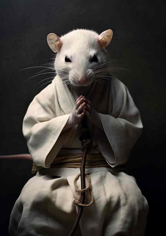 A ninja Mouse who wears a Karate suit