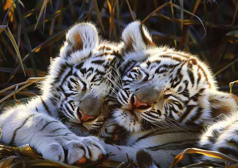 White Tiger cubs sleeping during the day