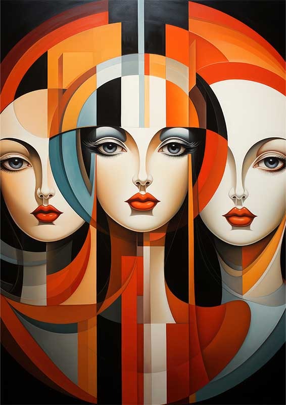 Vibrant Visions Abstract Faces as a Visual Symphony