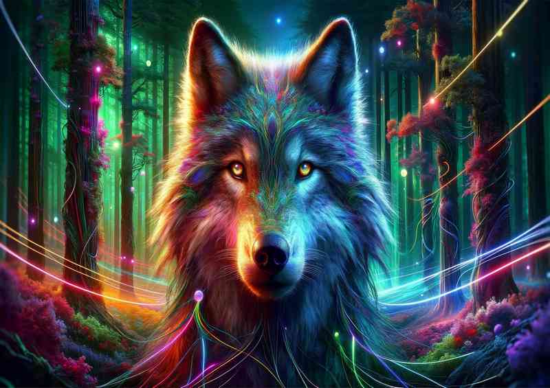Wolf its eyes reflecting a world where nature
