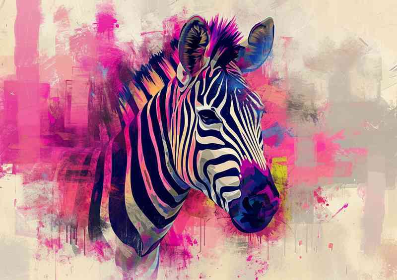 Zebra colourful realisum art