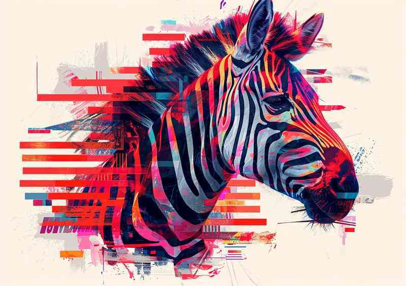 Zebra head painted in various colours