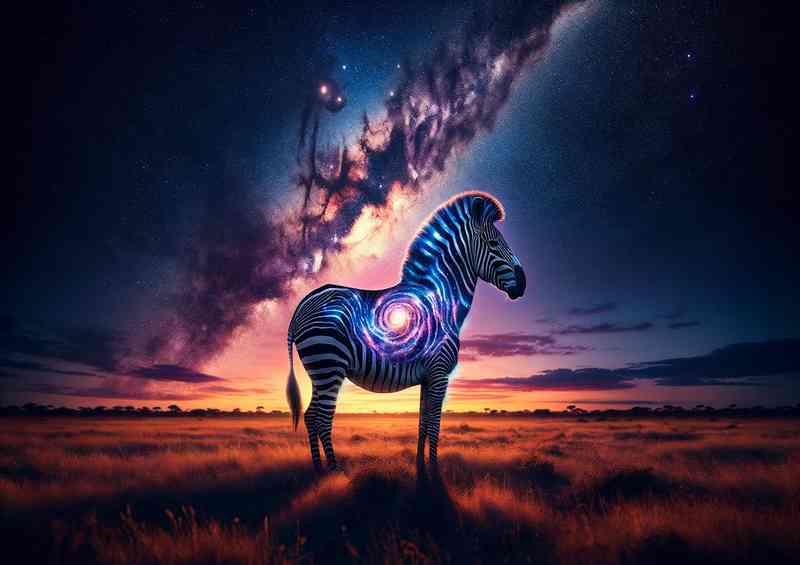 Zebra its stripes forming a complex array of cosmic patterns