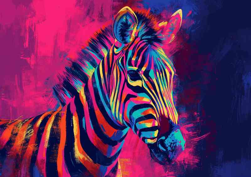 Zebra neon style painting