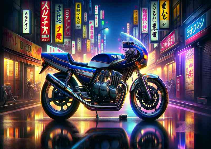 Essence of a classic 1980s Yamaha 2 stroke motorcycle