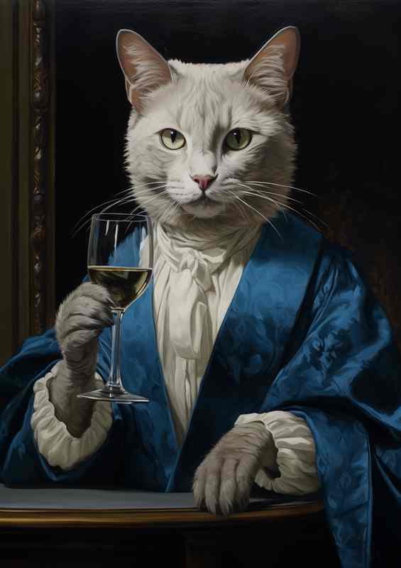 Elegant Felines Cats Sipping Wine