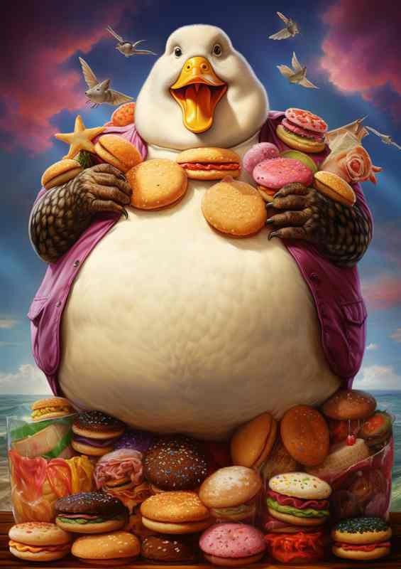 Full Feathered Humor Judgmental Fat Duck in Vivid Color