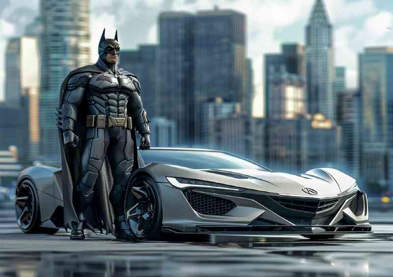 Batman_standing_next to the silver car