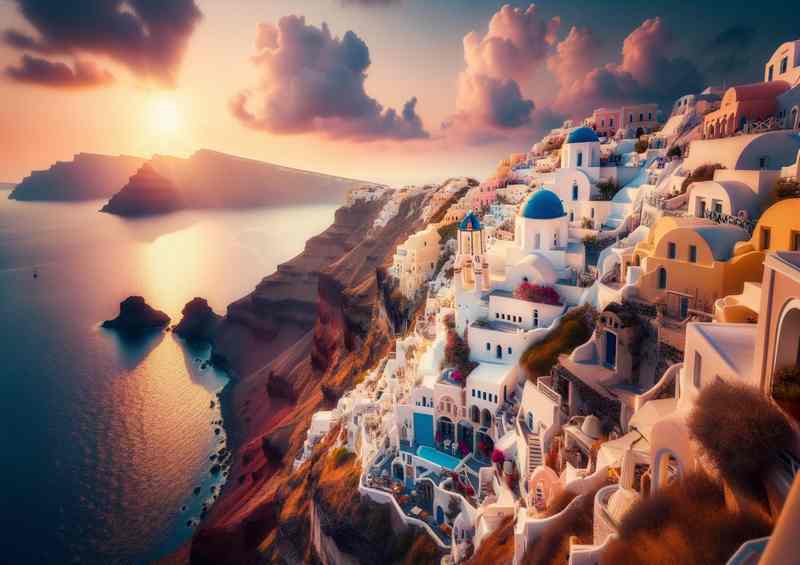 Santorini Views Metal Poster