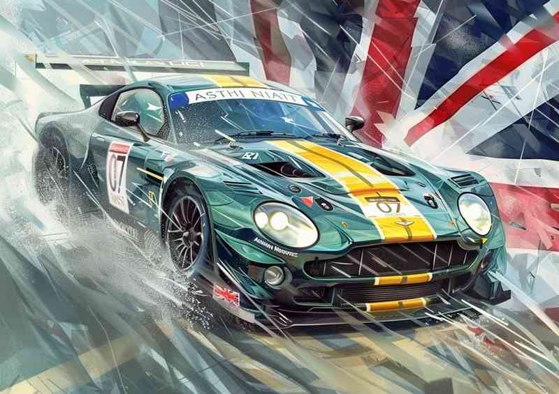 British made Aston Martin on the track painted style