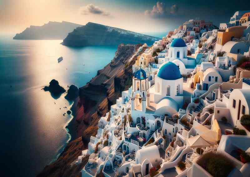 Santorini Greece Whitewashed Aegean View
