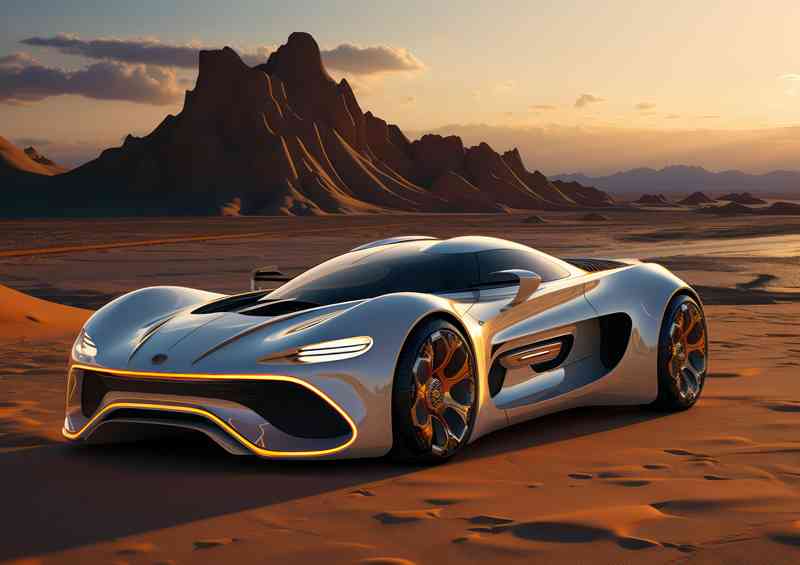 Exotic sports Car in the desert