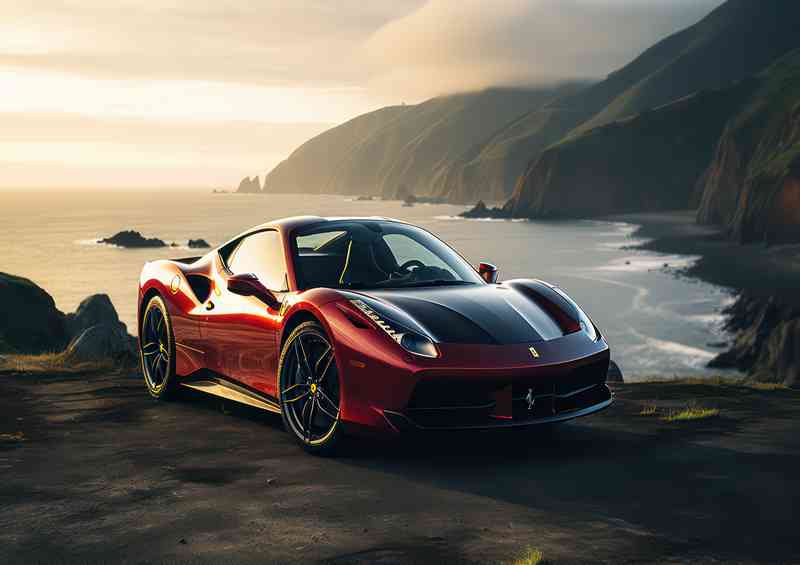 Ferrari 458 spider in red by the mountains