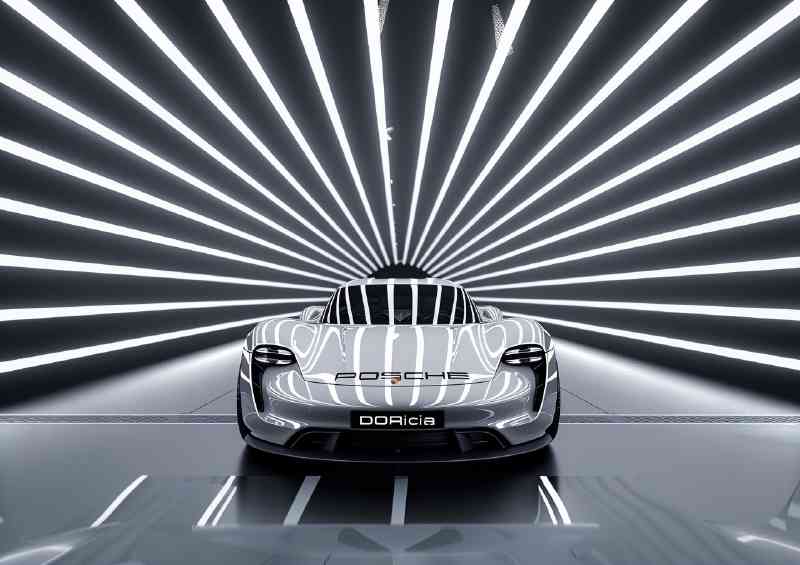 Futuristic Porsche style concept car white