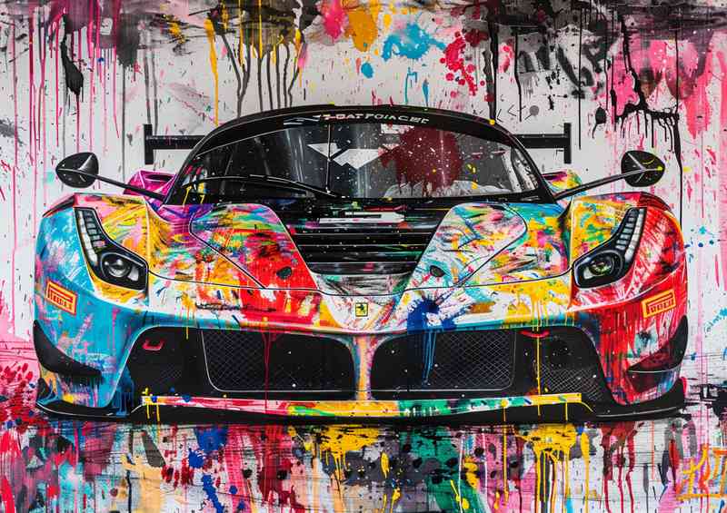 Graffiti painting of the Ferrari Le Mans race car