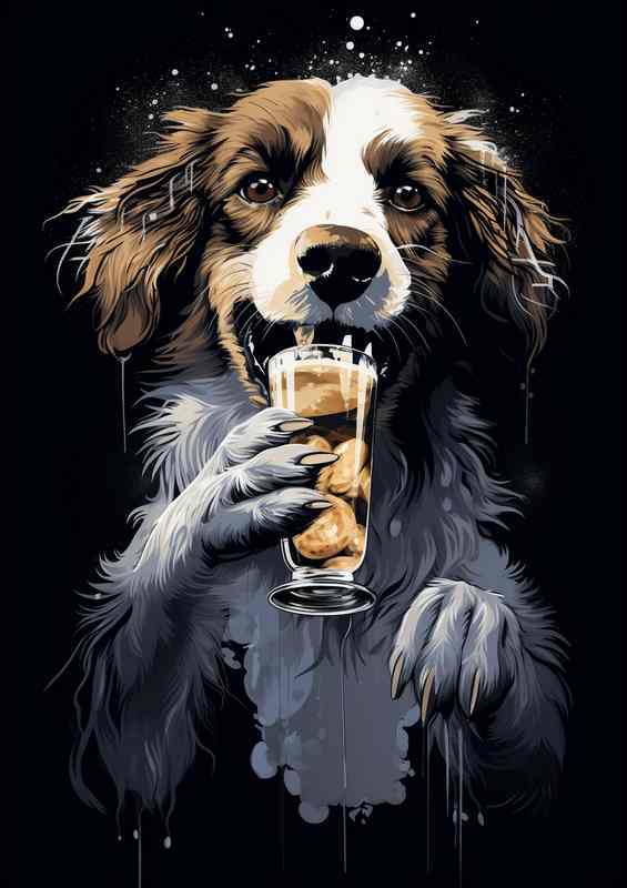 Paws & Pints Art of Dogs Relishing a Cold Brew