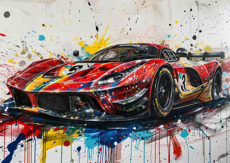Graffiti painting of the Red Ferrari